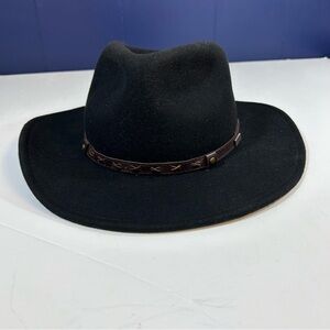 Conner Handmade Crossroads Crushable Black Wool Hat Size L‎